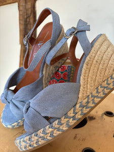 Sandales compensées nouées bleu - Céline