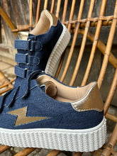 Charger l'image dans la galerie, Baskets éclair denim et or à scratchs Vanessa Wu - Irène