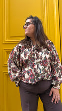 Charger l'image dans la galerie, Blouse écrue fleurie à col lavallière Lisa - Orfeo